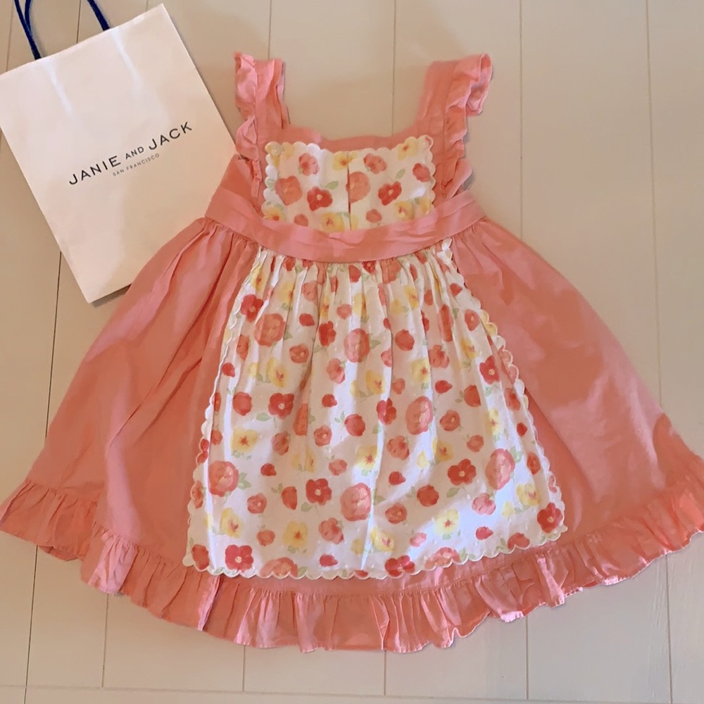 Sweet 💐 Janie and Jack Little Girls Apron Dress 5